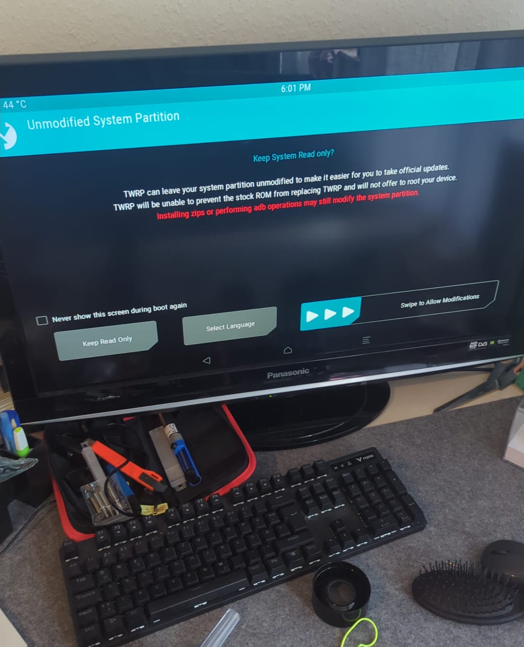 TWRP recovery running on the TV