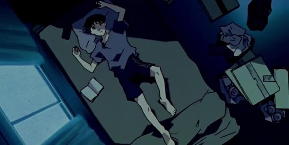Shinji lying in bed doing nothing, aka his whole personality - Neon Genesis Evangelion